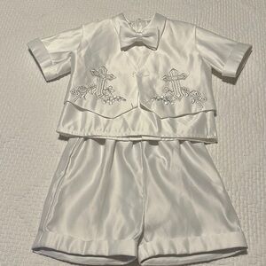 White Satin Baby Christening Outfit Size 2